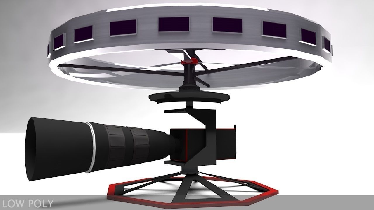 High-End Camera UAV Drone Low-poly 3D model_11