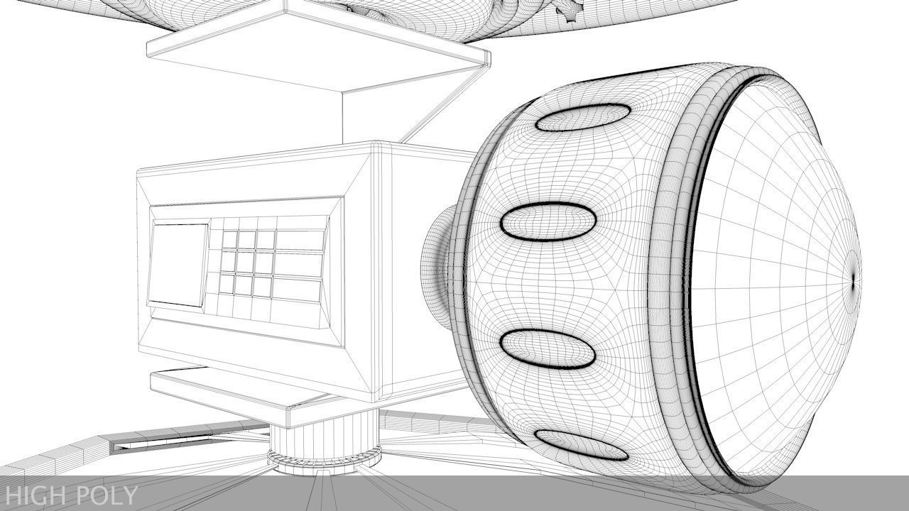 High-End Camera UAV Drone Low-poly 3D model_19