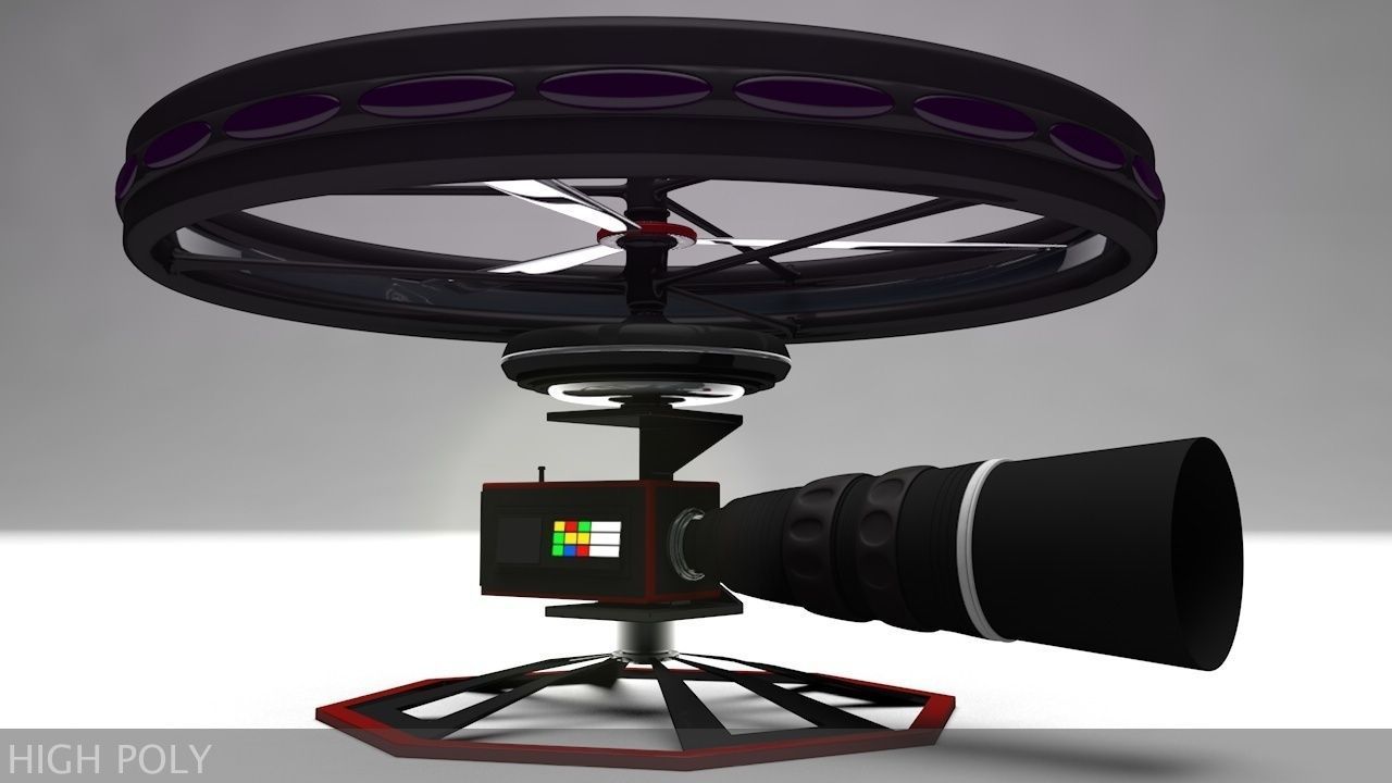 High End Camera UAV Drone 3D Model Game ready animated rigged obj 3ds