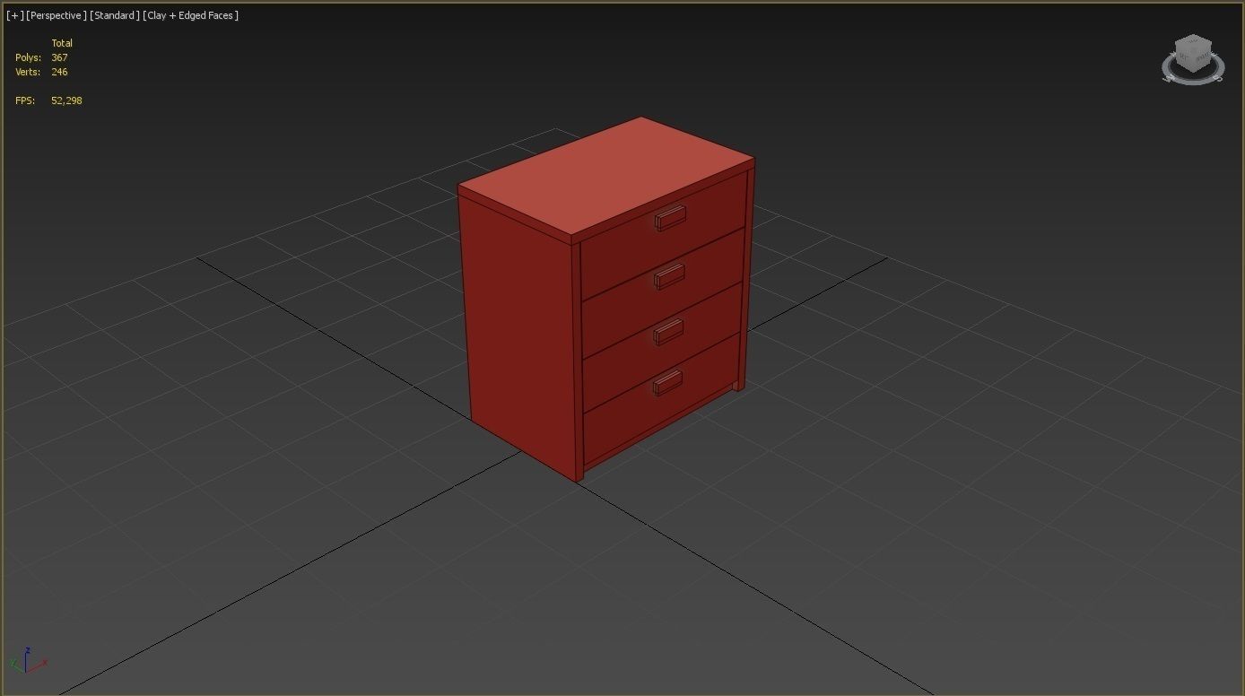 Chest of drawers Low-poly 3D model_4