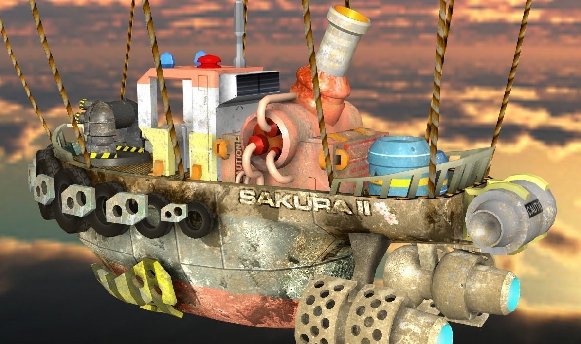 Steam Punk Tug Boat Low-poly 3D model_1