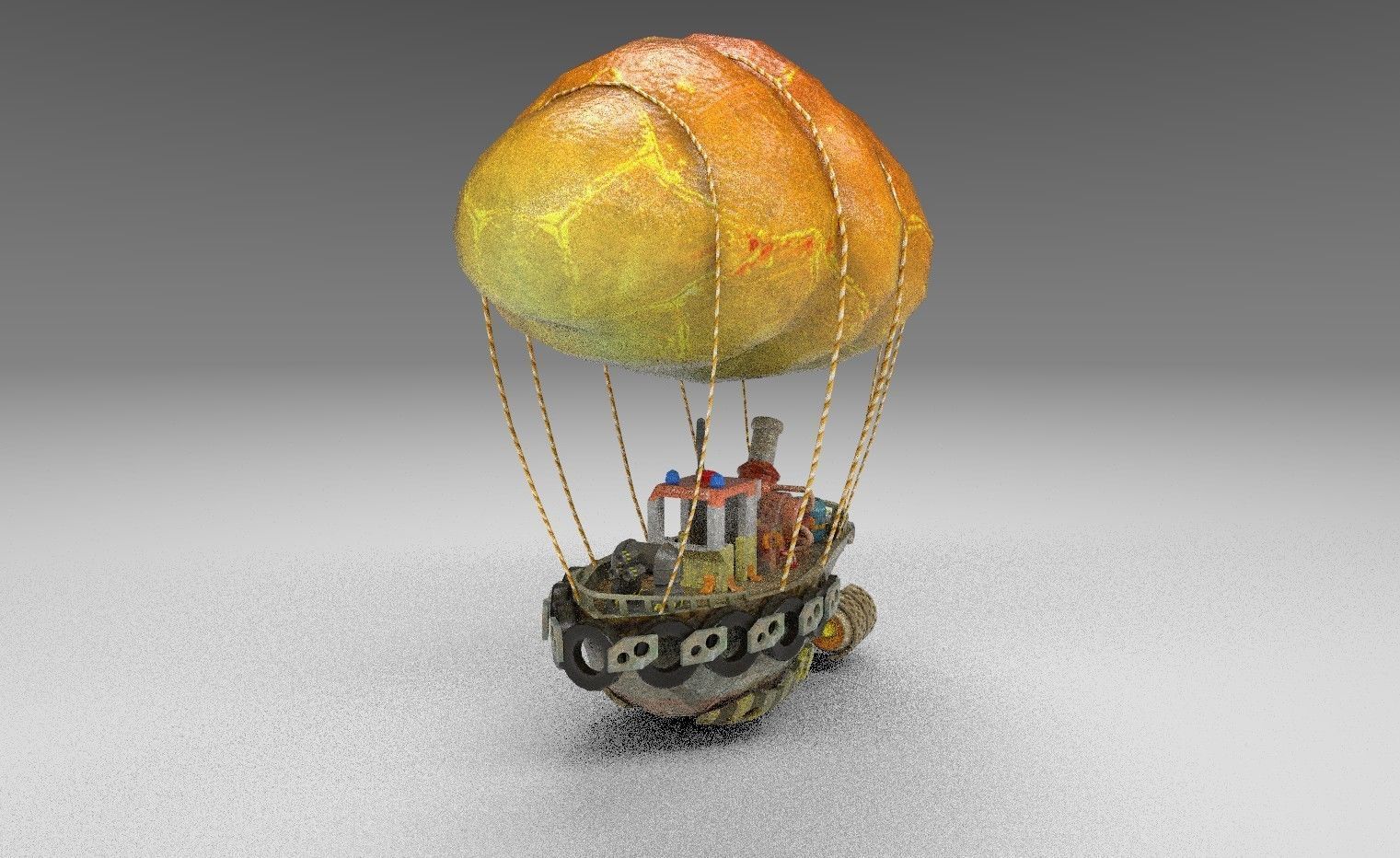 Steam Punk Tug Boat Low-poly 3D model_6