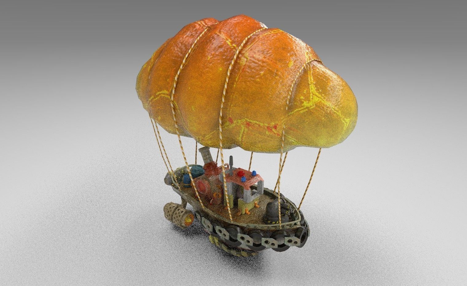 Steam Punk Tug Boat Low-poly 3D model_7
