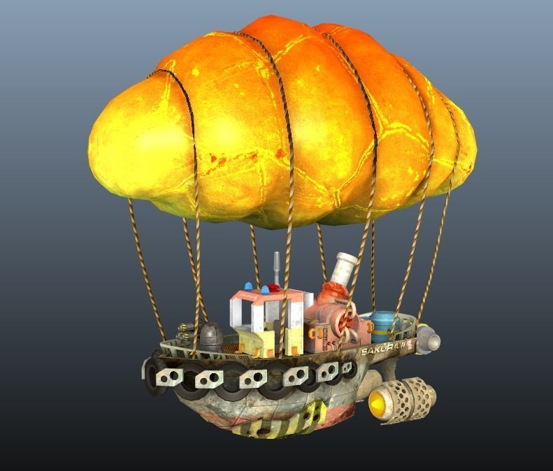 Steam Punk Tug Boat Low-poly 3D model_3