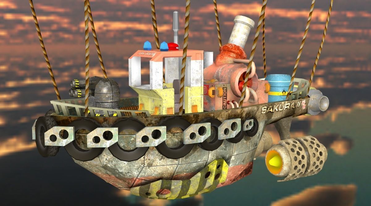 Steam Punk Tug Boat Low-poly 3D model_4