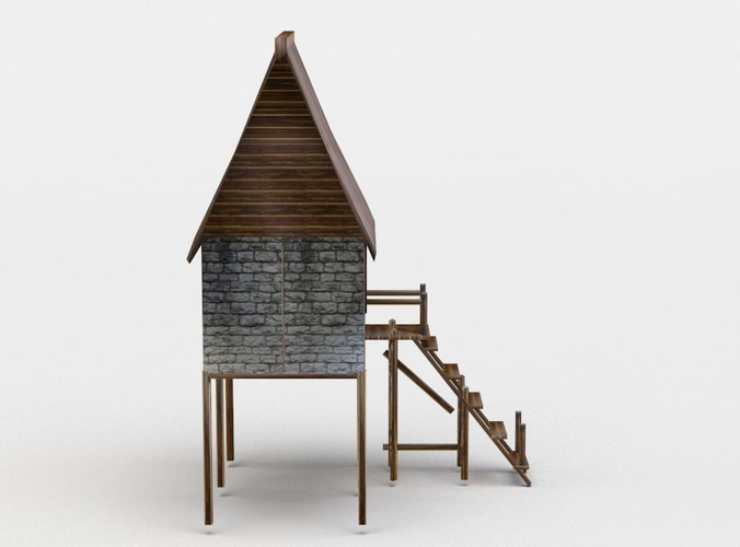 Building wooden house with stairs