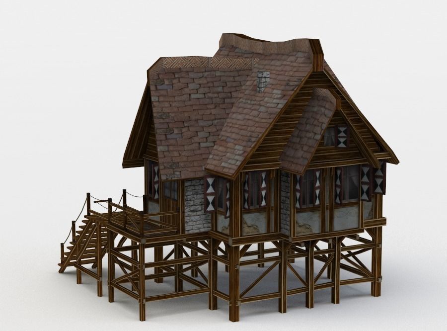 House medieval Low-poly 3D model_2