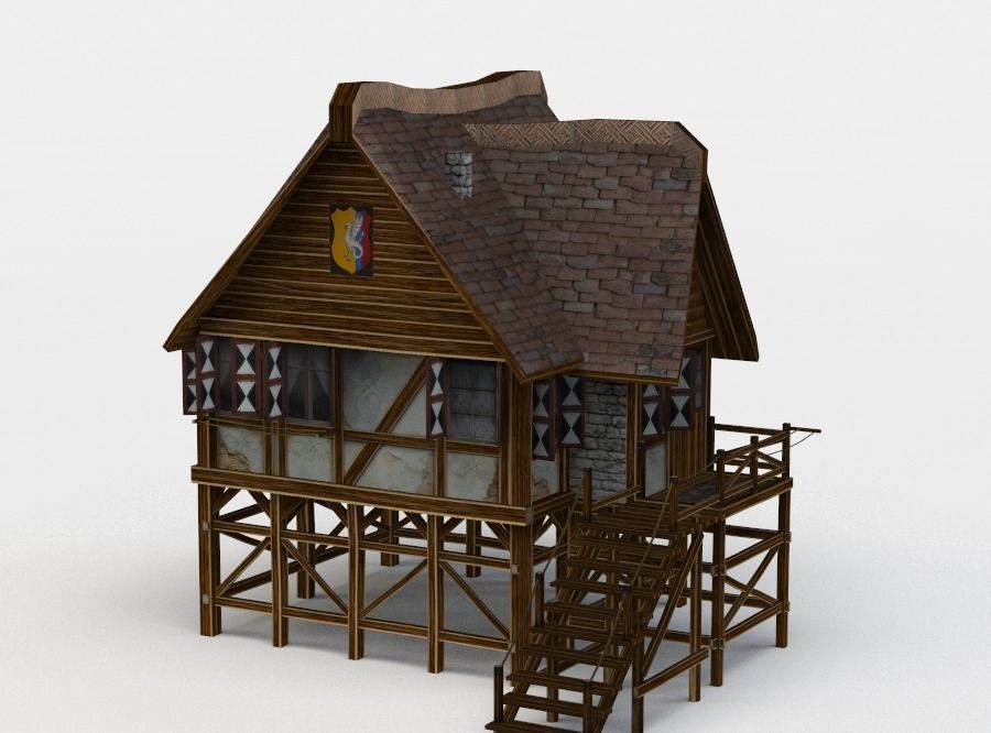 House medieval Low-poly 3D model_1