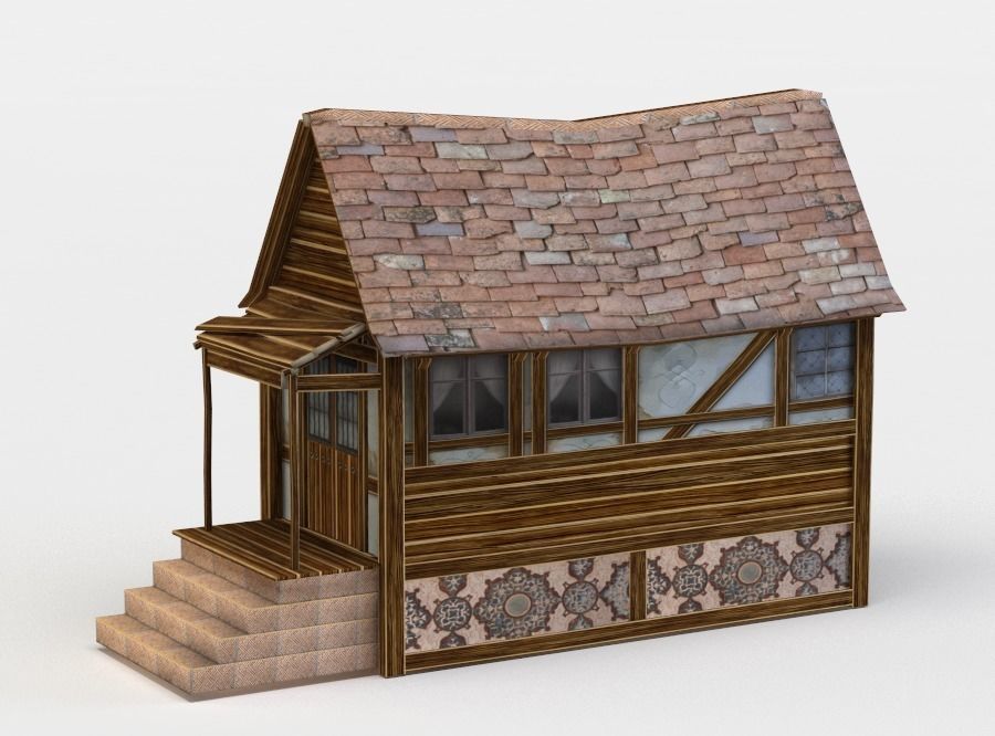 House wooden Low-poly 3D model_2