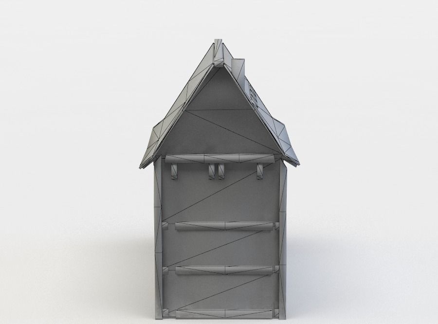 House wooden Low-poly 3D model_3
