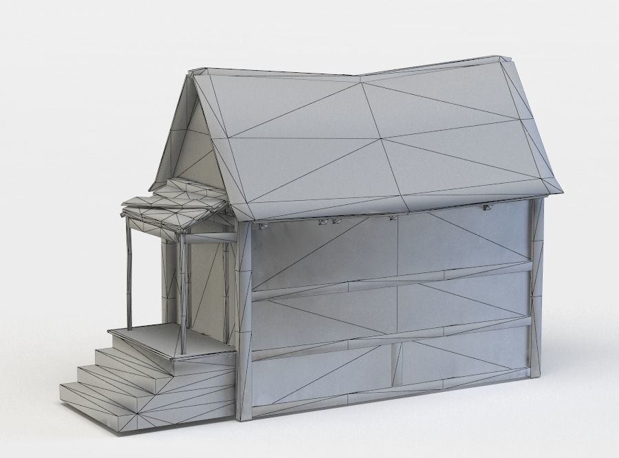House wooden Low-poly 3D model_5