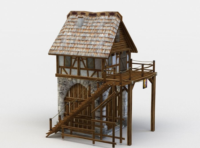 House medieval tower with stairs