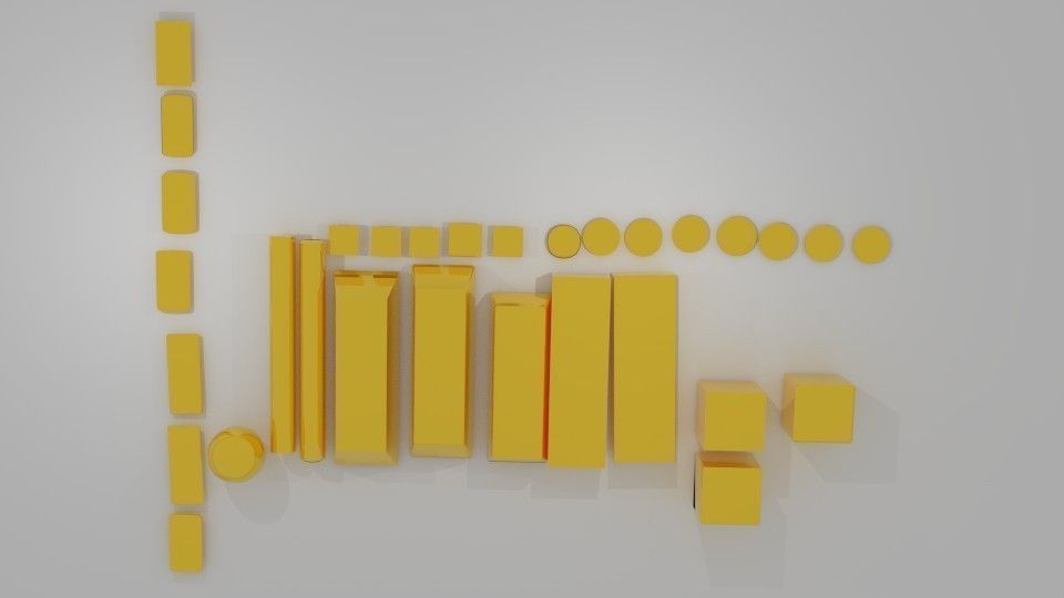 Gold Bar Pack Low-poly 3D model_2