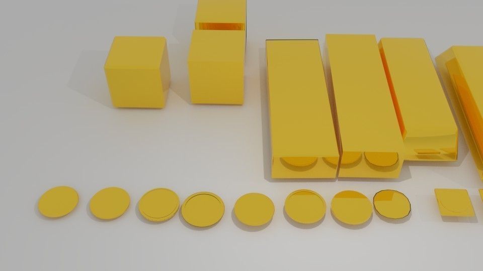 Gold Bar Pack Low-poly 3D model_3