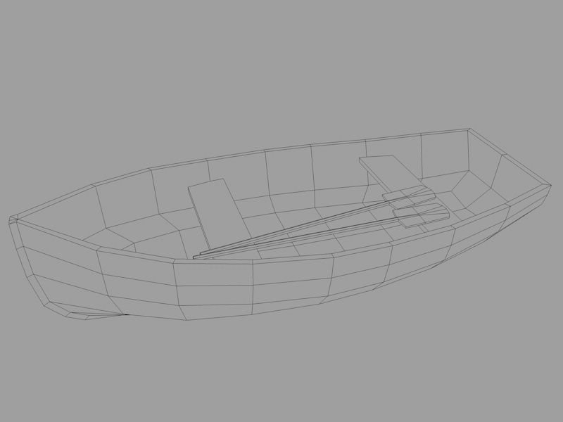 Row Boat Low-poly 3D model_1