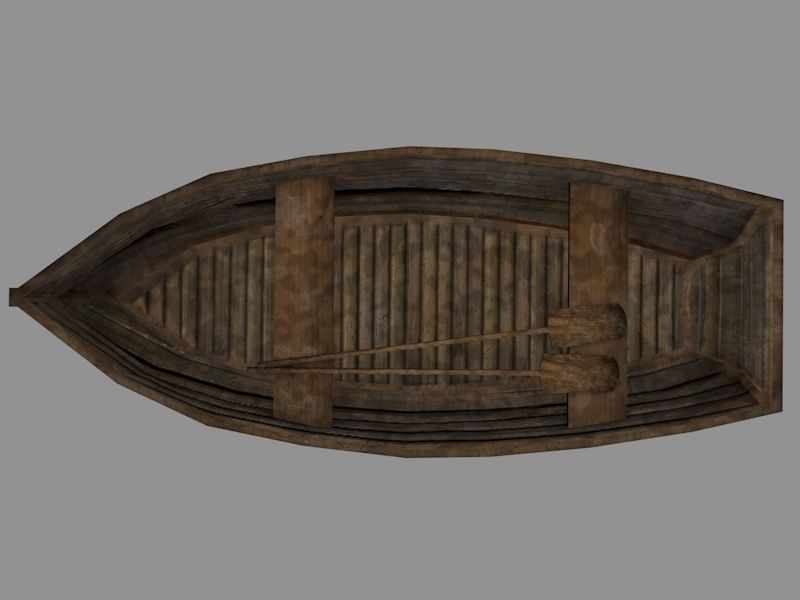 Row Boat Low-poly 3D model_2