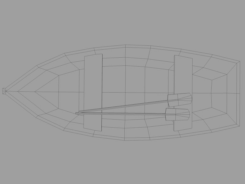 Row Boat Low-poly 3D model_3