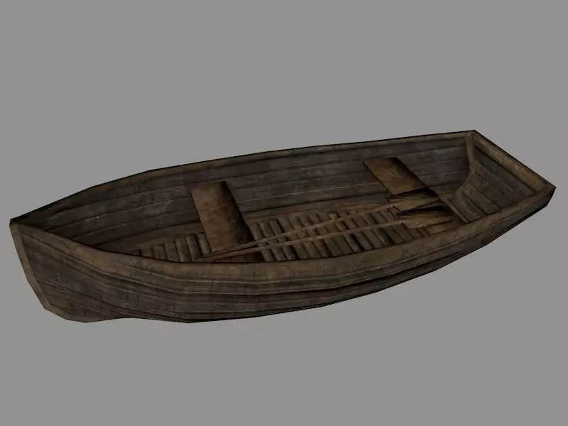 Row Boat Low-poly 3D model_0