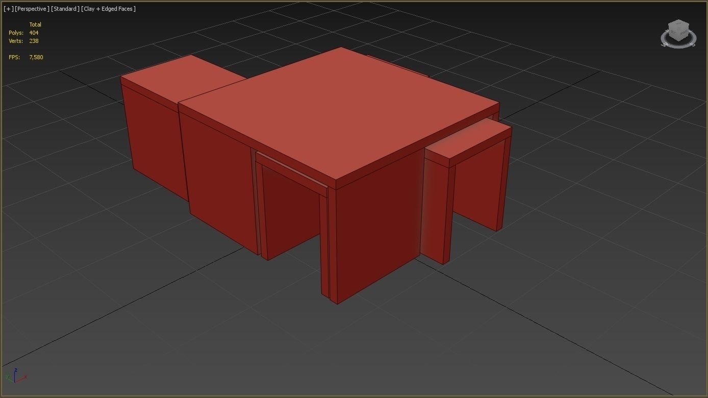 Table cube Low-poly 3D model_3