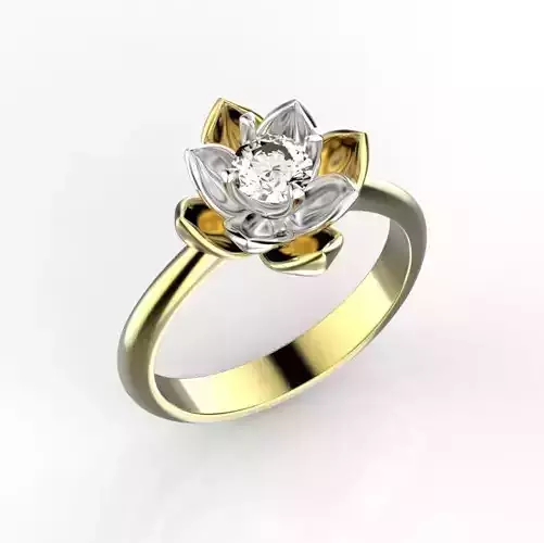Lotus ring with diamond
