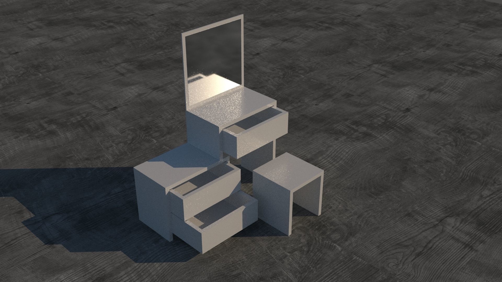 Make-up Desk Low-poly 3D model_1