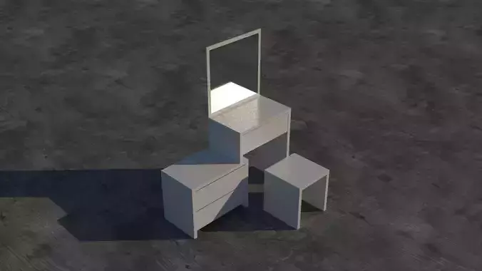 Make-up Desk Low-poly 3D model