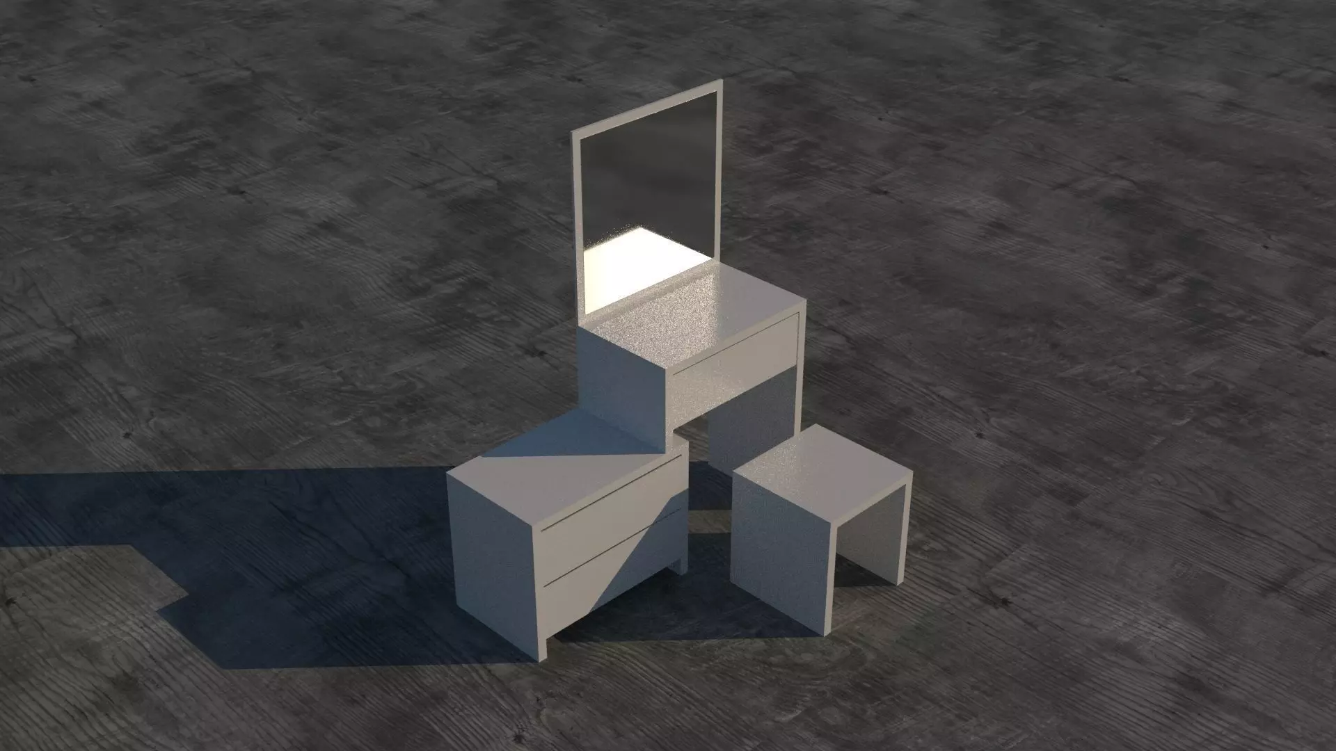 Make-up Desk Low-poly 3D model_0