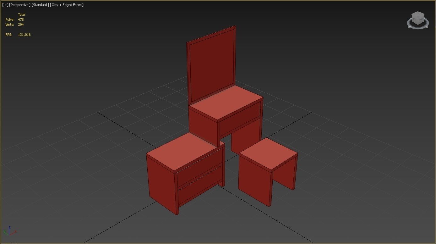 Make-up Desk Low-poly 3D model_3