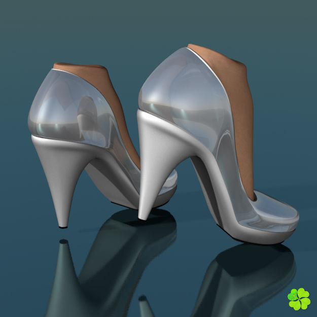 Glass shoes low poly simplified  Low-poly 3D model_3