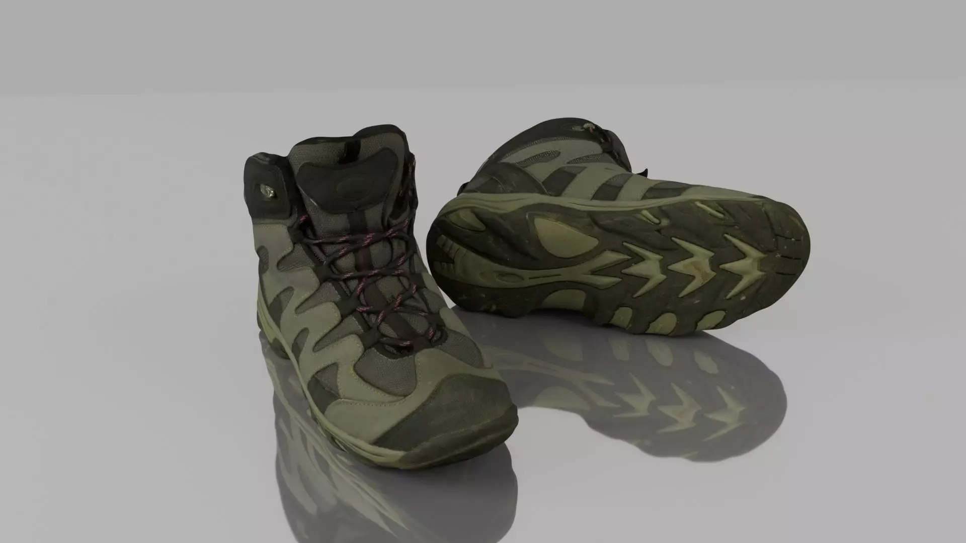 Hiking boots Low-poly 3D model_0