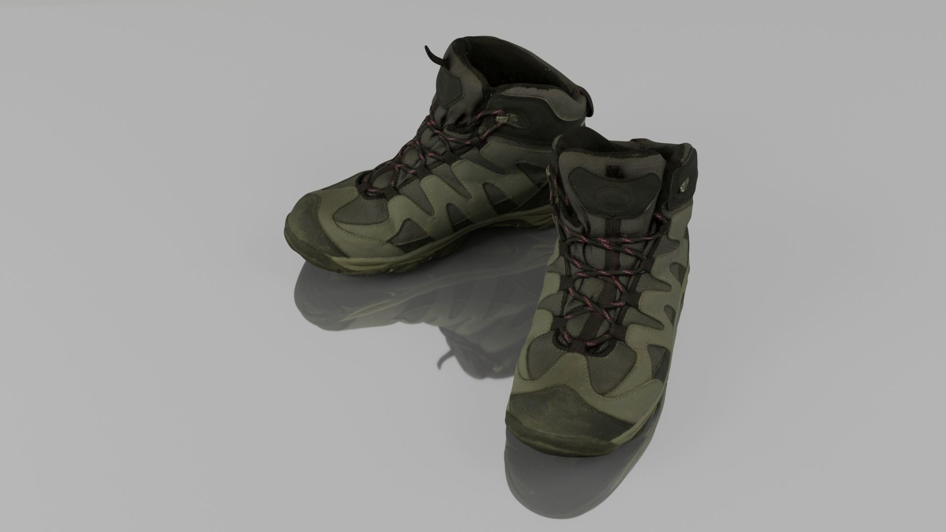 Hiking boots Low-poly 3D model_2