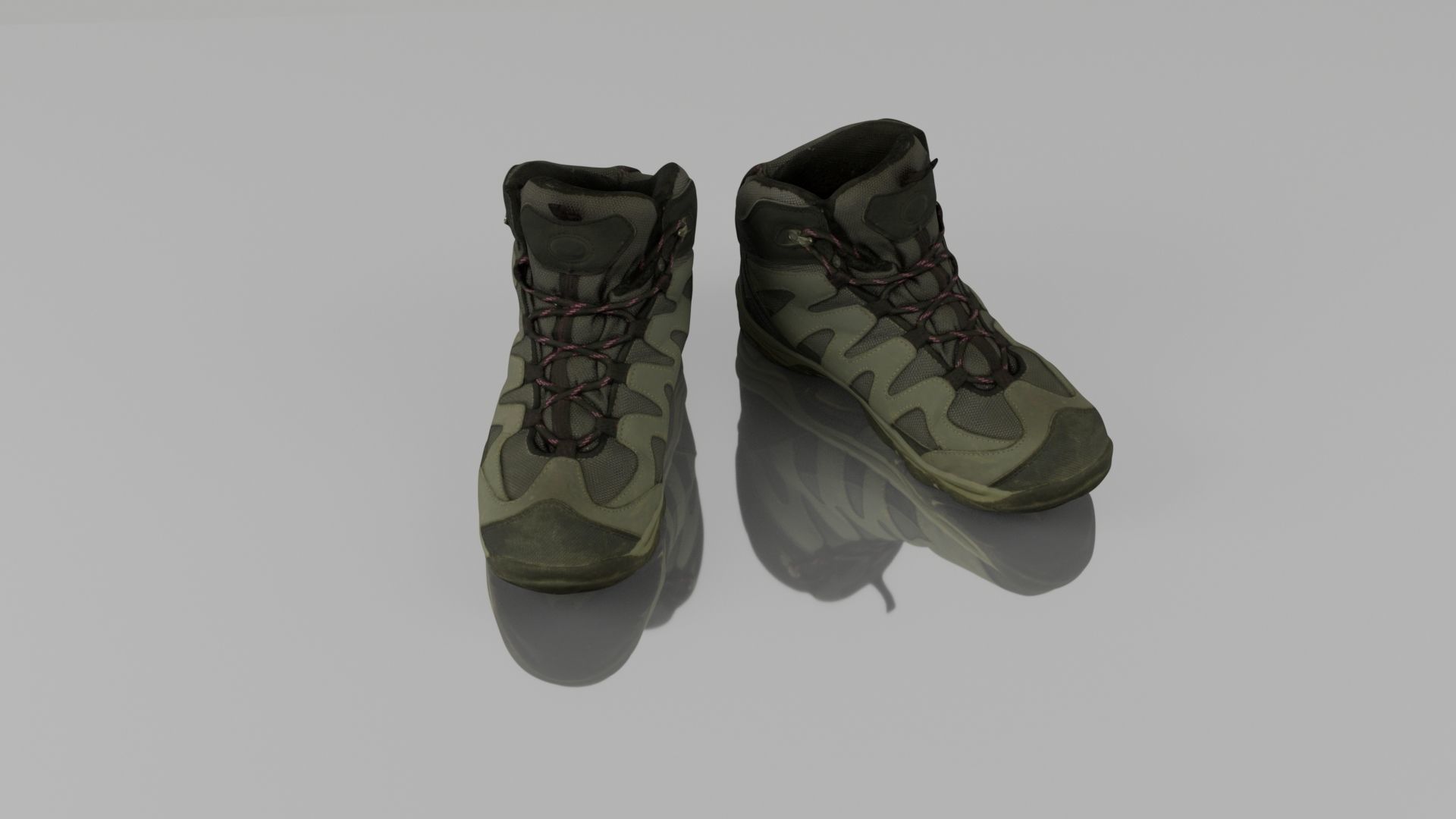 Hiking boots Low-poly 3D model_1