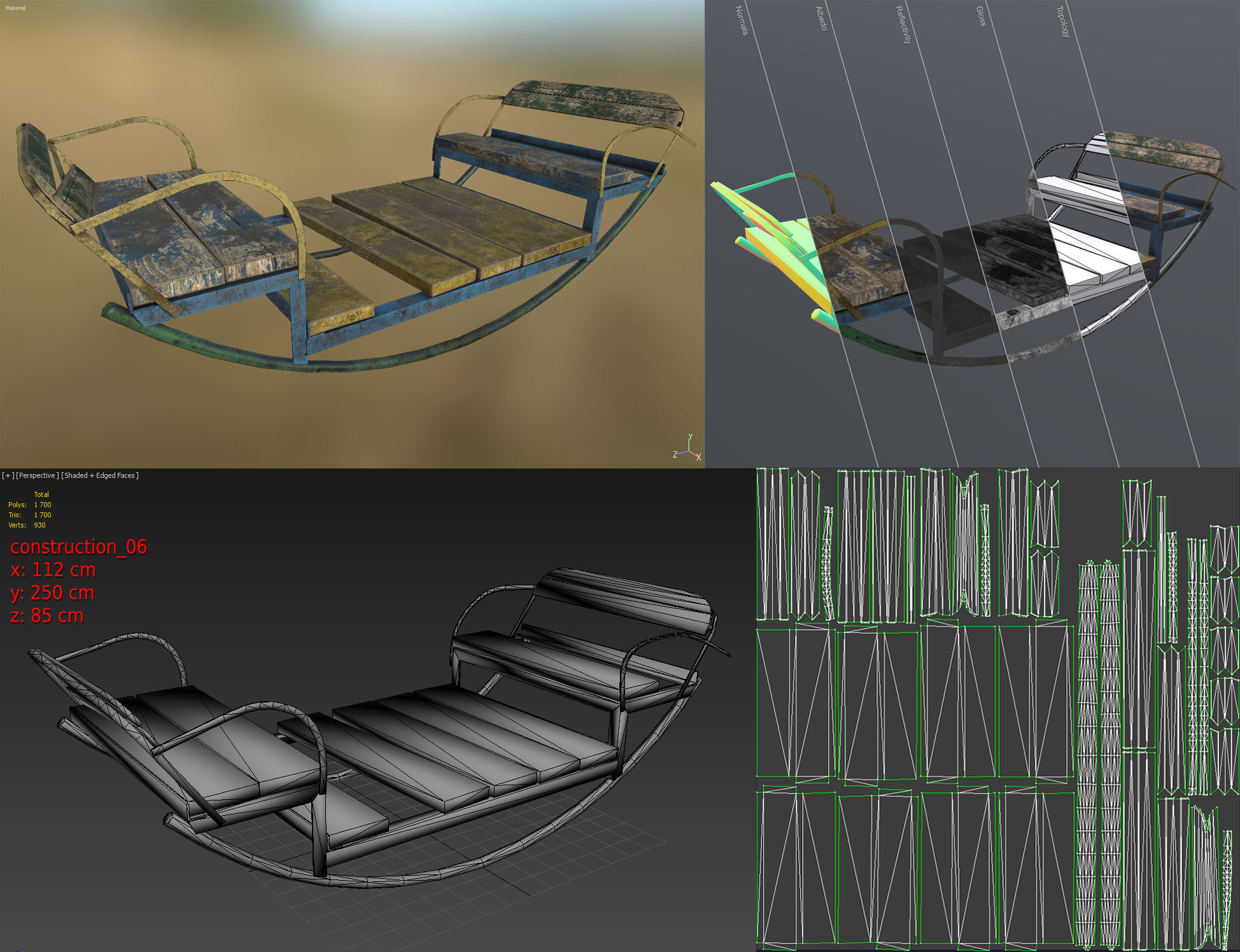 Old Soviet Playground set Low-poly 3D model_28