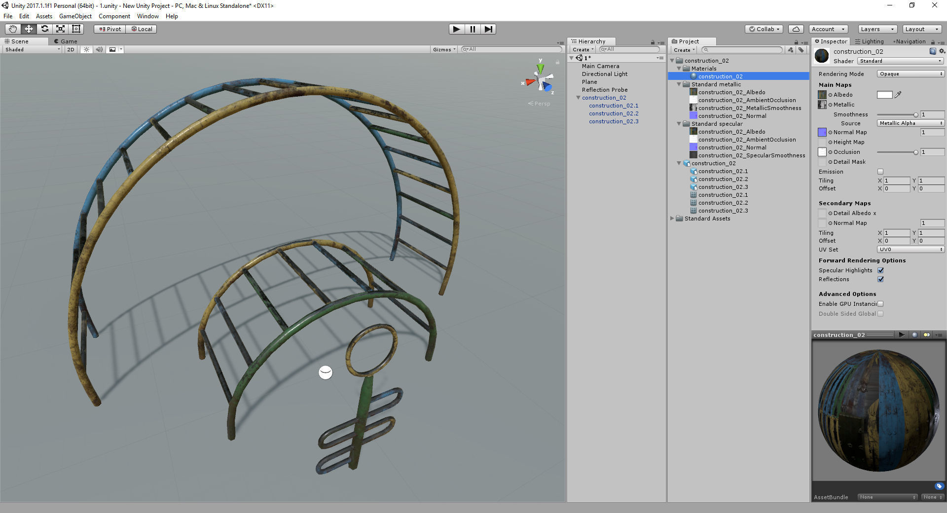 Old Soviet Playground set Low-poly 3D model_12
