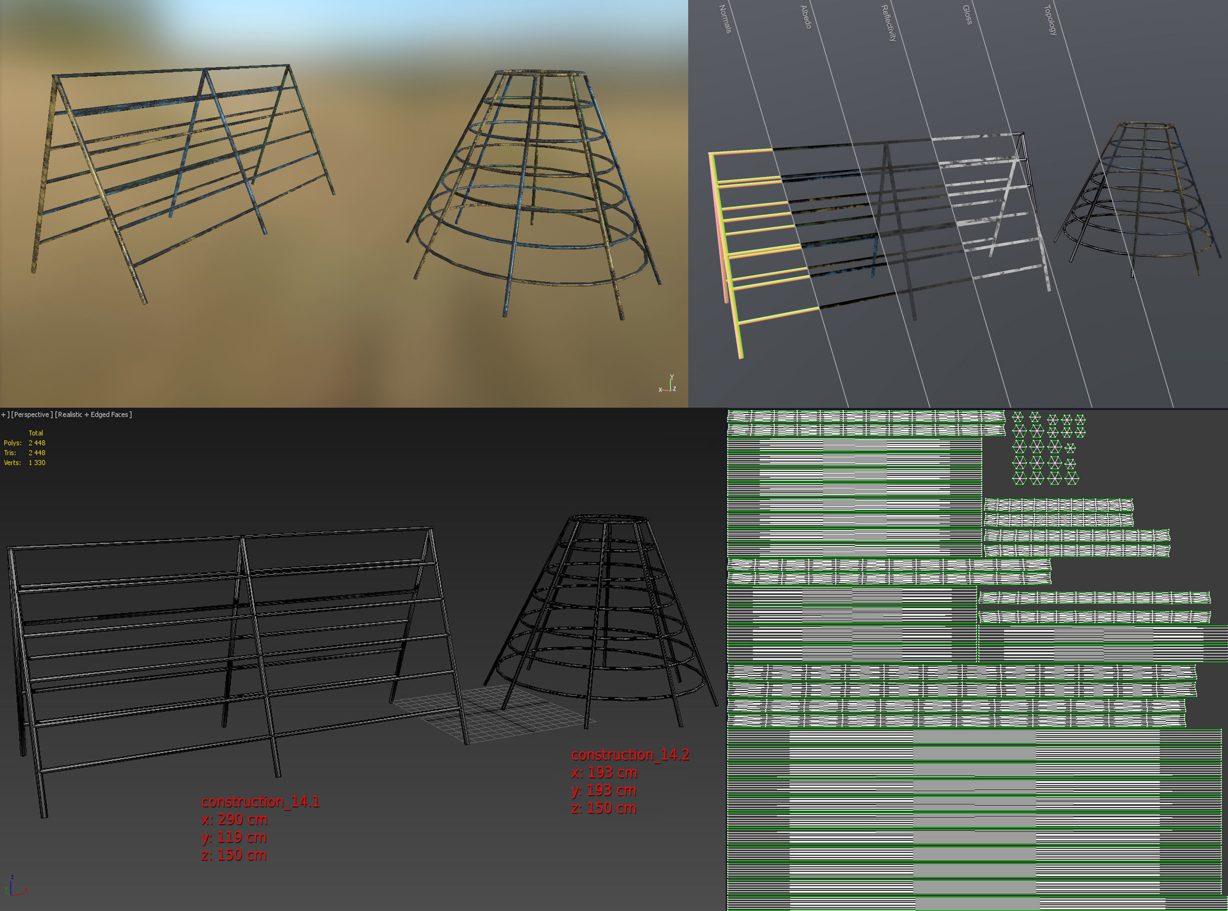 Old Soviet Playground set Low-poly 3D model_76