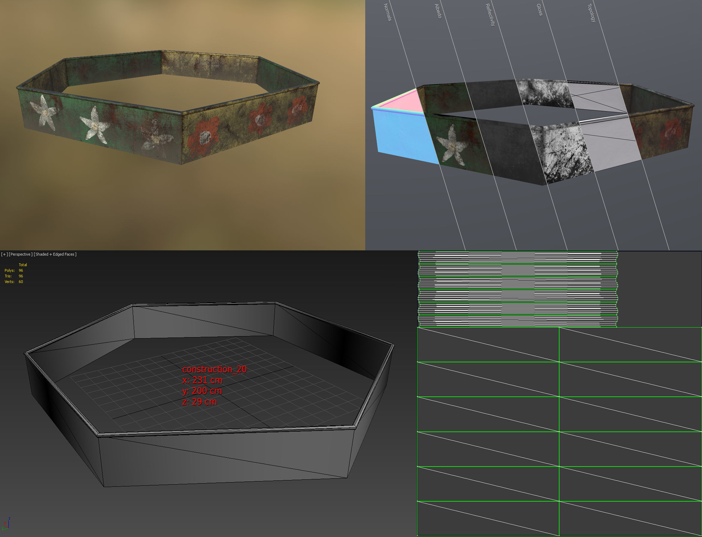 Old Soviet Playground set Low-poly 3D model_109