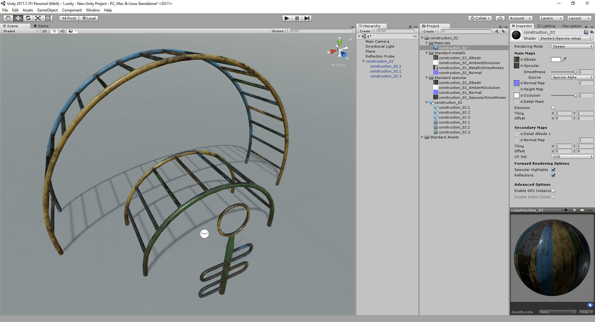 Old Soviet Playground set Low-poly 3D model_11