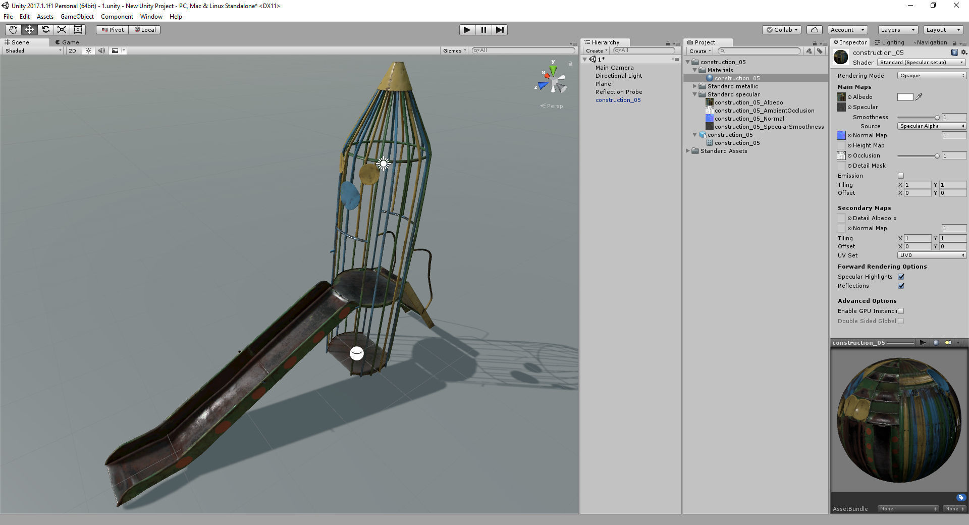 Old Soviet Playground set Low-poly 3D model_27