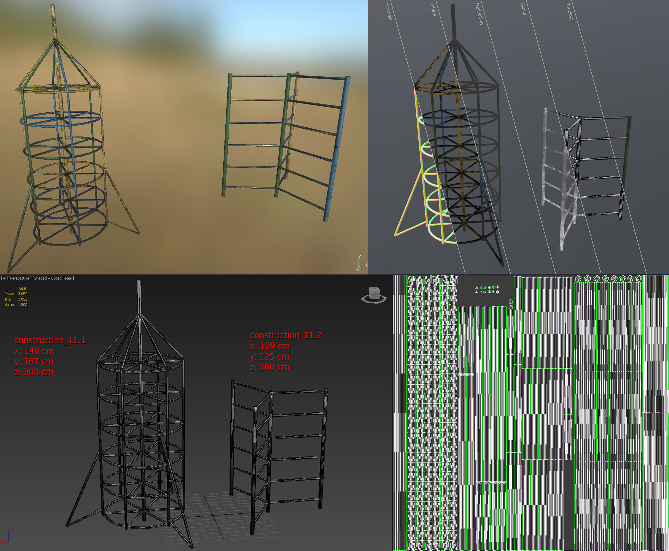 Old Soviet Playground set Low-poly 3D model_59