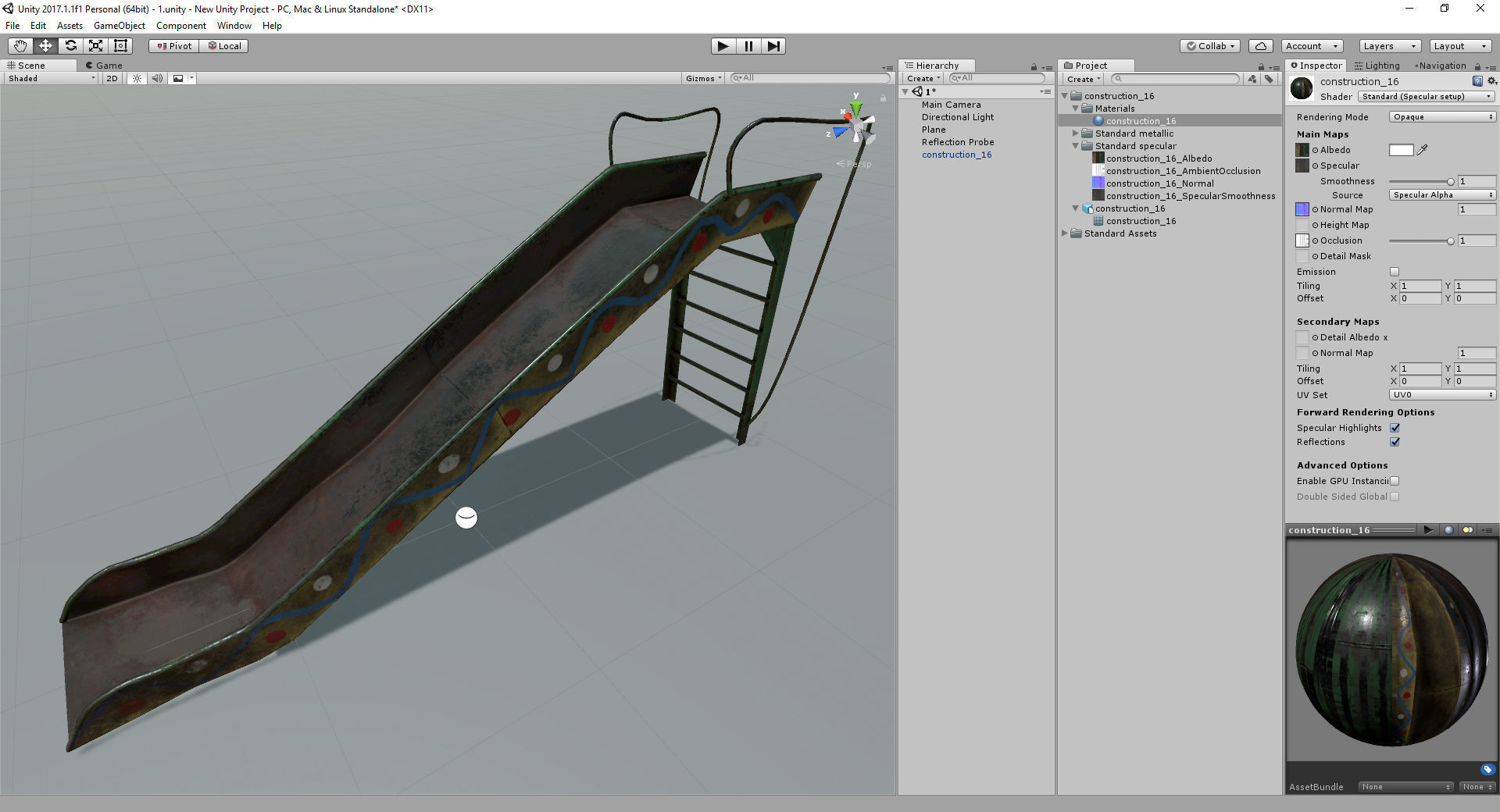 Old Soviet Playground set Low-poly 3D model_91