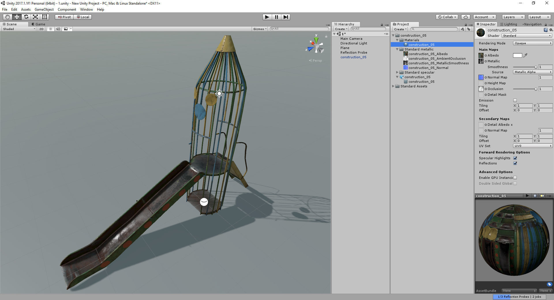 Old Soviet Playground set Low-poly 3D model_26
