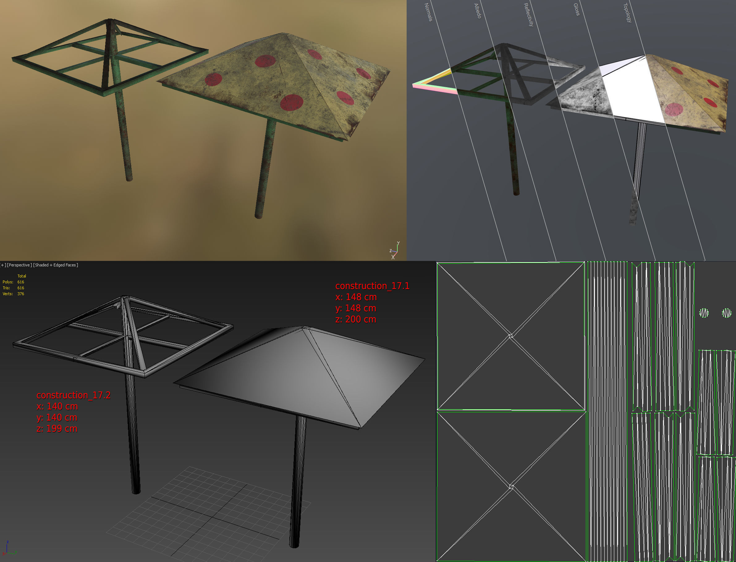 Old Soviet Playground set Low-poly 3D model_92