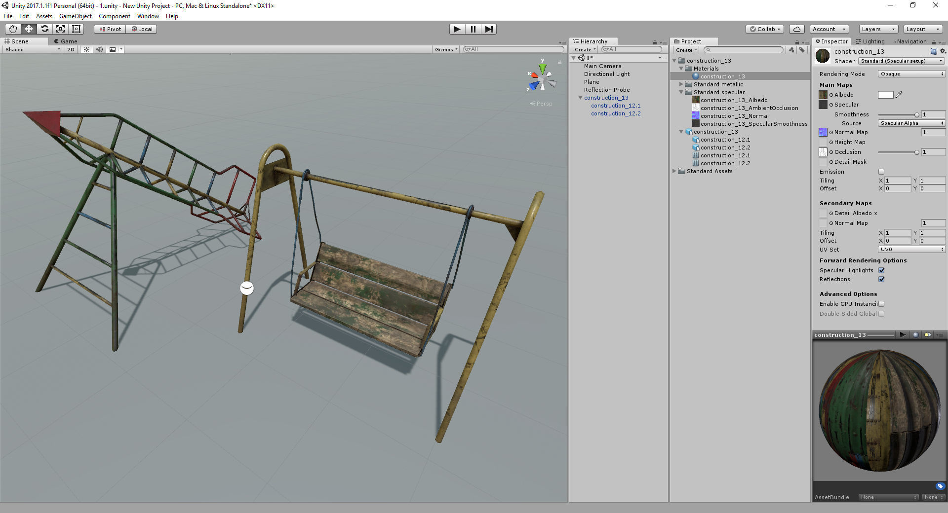 Old Soviet Playground set Low-poly 3D model_74