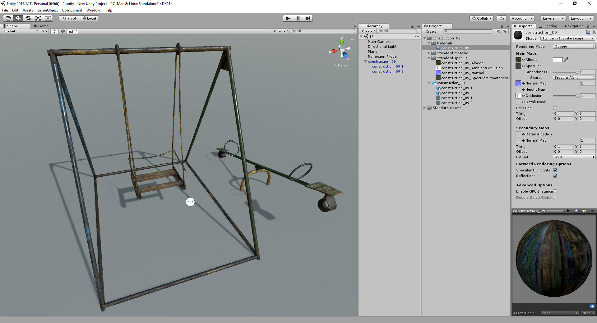 Old Soviet Playground set Low-poly 3D model_52