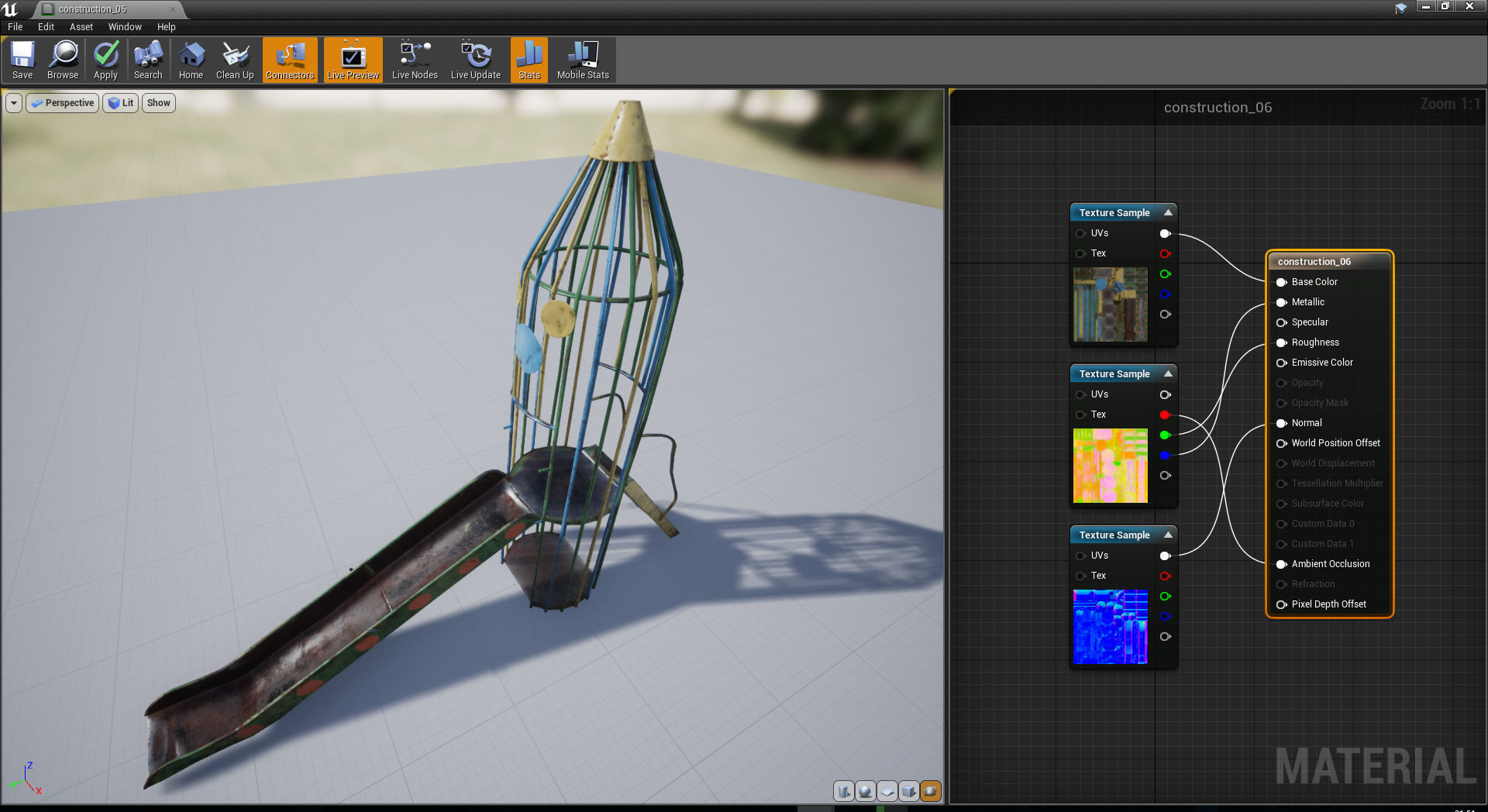 Old Soviet Playground set Low-poly 3D model_25
