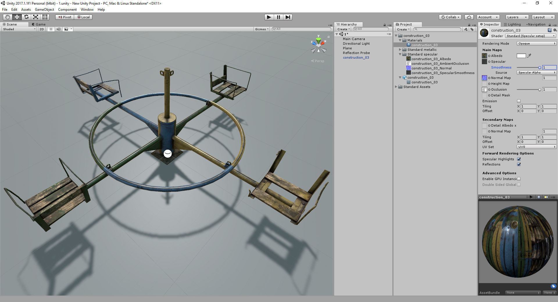 Old Soviet Playground set Low-poly 3D model_16