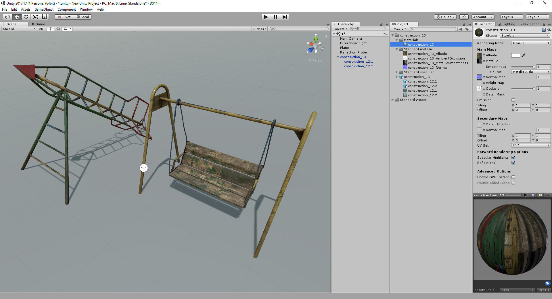 Old Soviet Playground set Low-poly 3D model_75