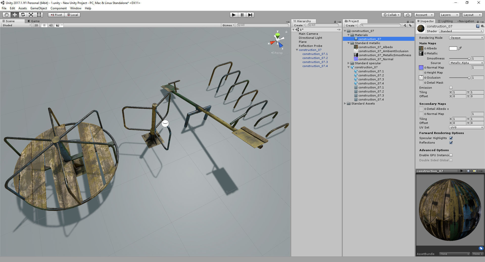 Old Soviet Playground set Low-poly 3D model_40