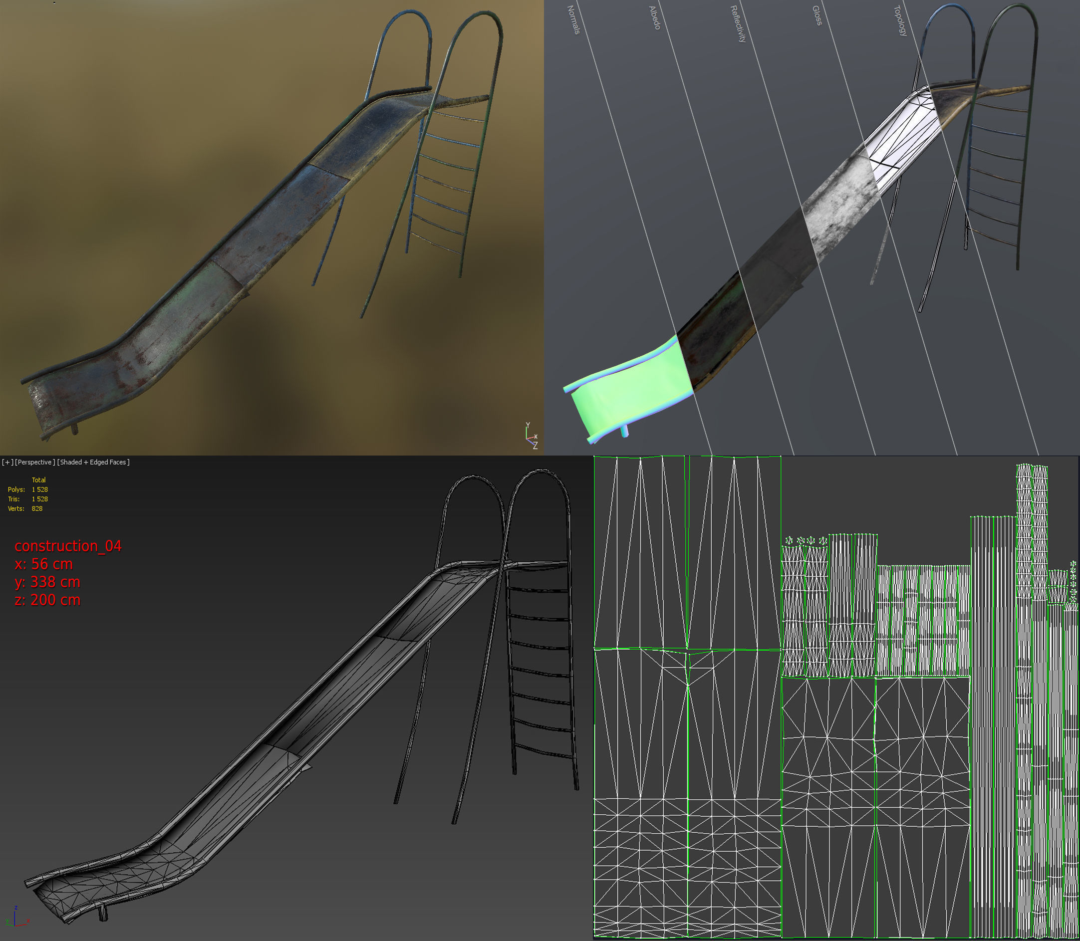 Old Soviet Playground set Low-poly 3D model_18