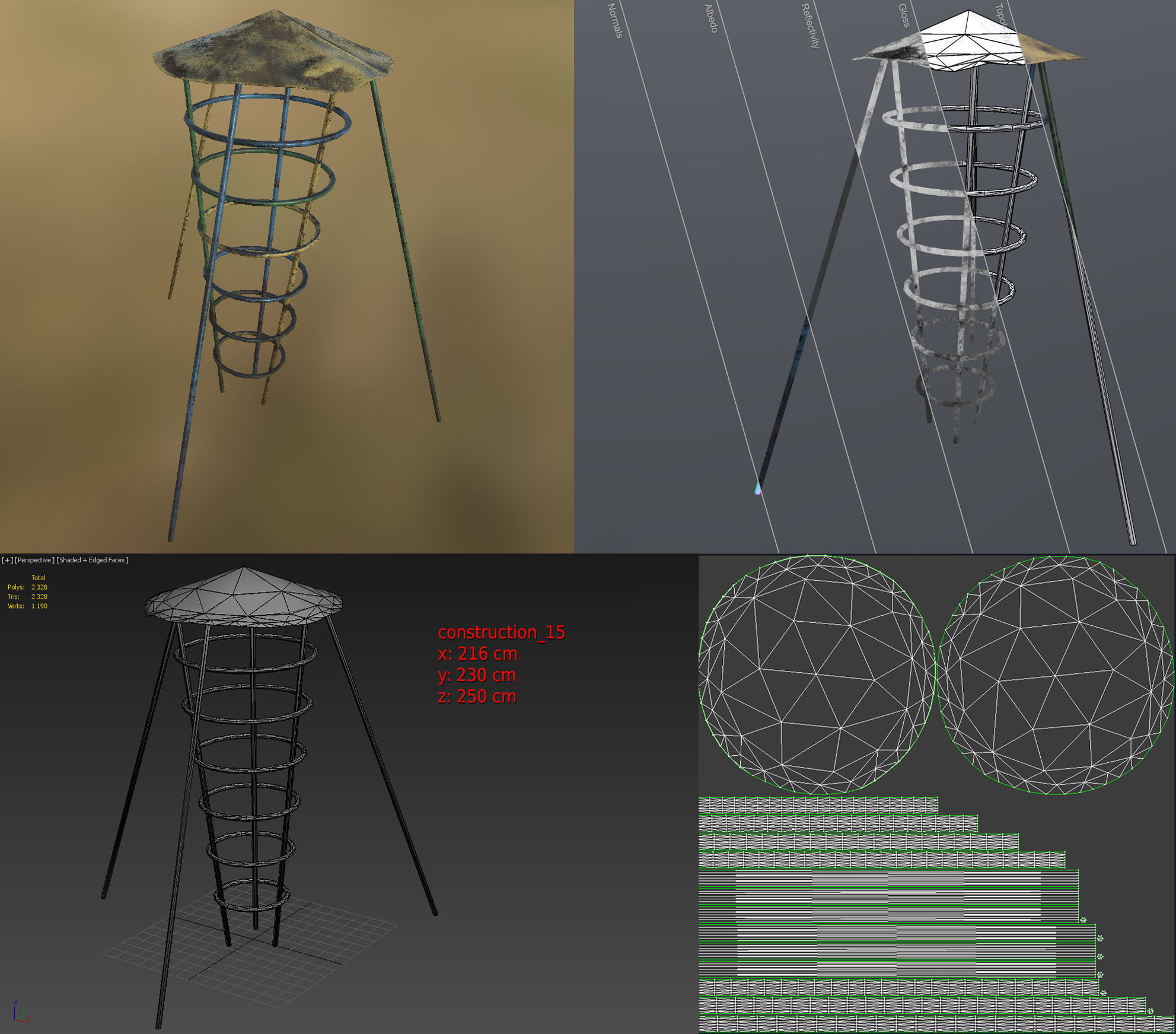 Old Soviet Playground set Low-poly 3D model_82